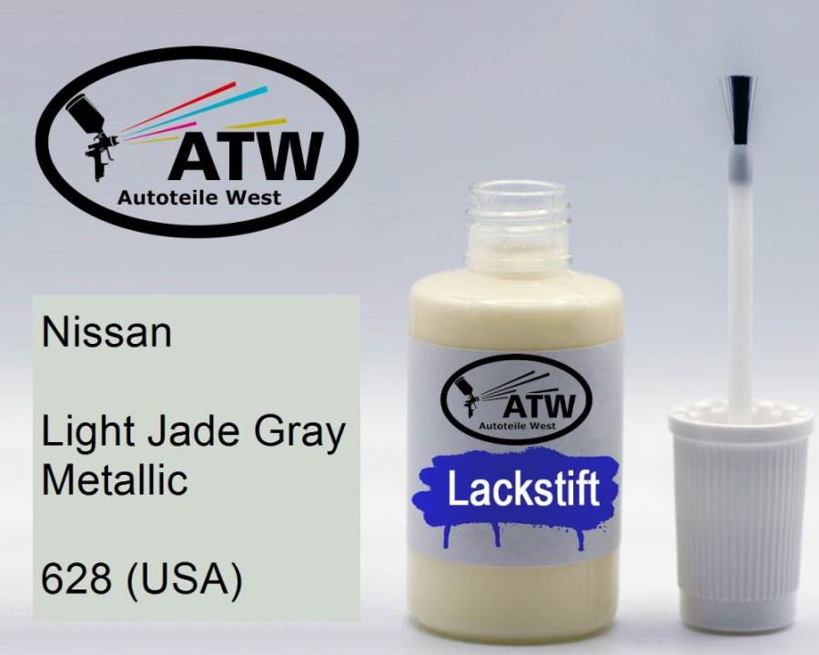 Nissan, Light Jade Gray Metallic, 628 (USA): 20ml Lackstift, von ATW Autoteile West.